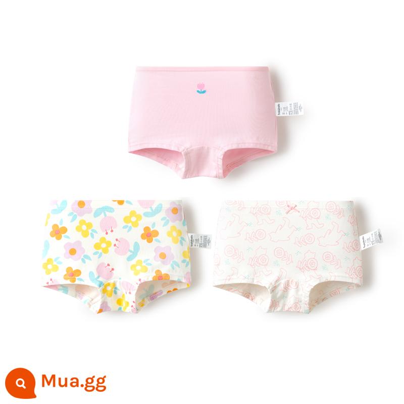 Quần lót nữ Balabala cotton hình tam giác cho trẻ nhỏ và lớn không có kẹp PP bốn góc và ba mảnh - Hoa đỏ