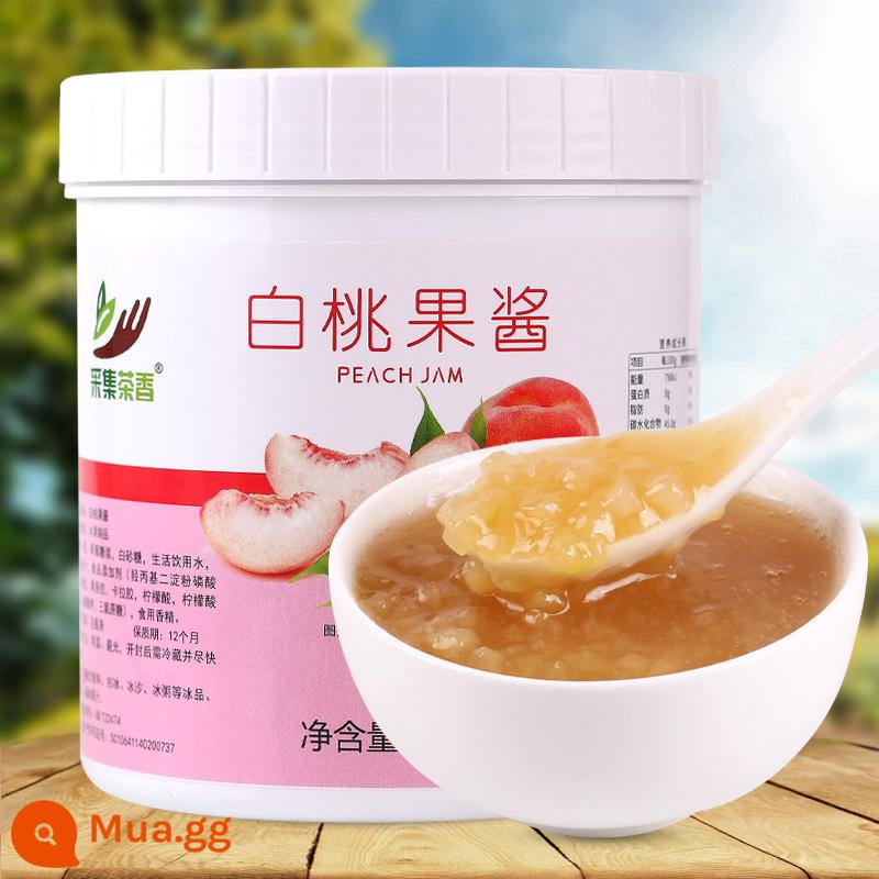 Thu thập hương trà 1,3kg mứt dâu bột trái cây hạt nghiền nhuyễn mứt nguyên liệu đặc biệt cho quán trà sữa nướng đồ uống - Mứt đào trắng 1.3kg*1 chai