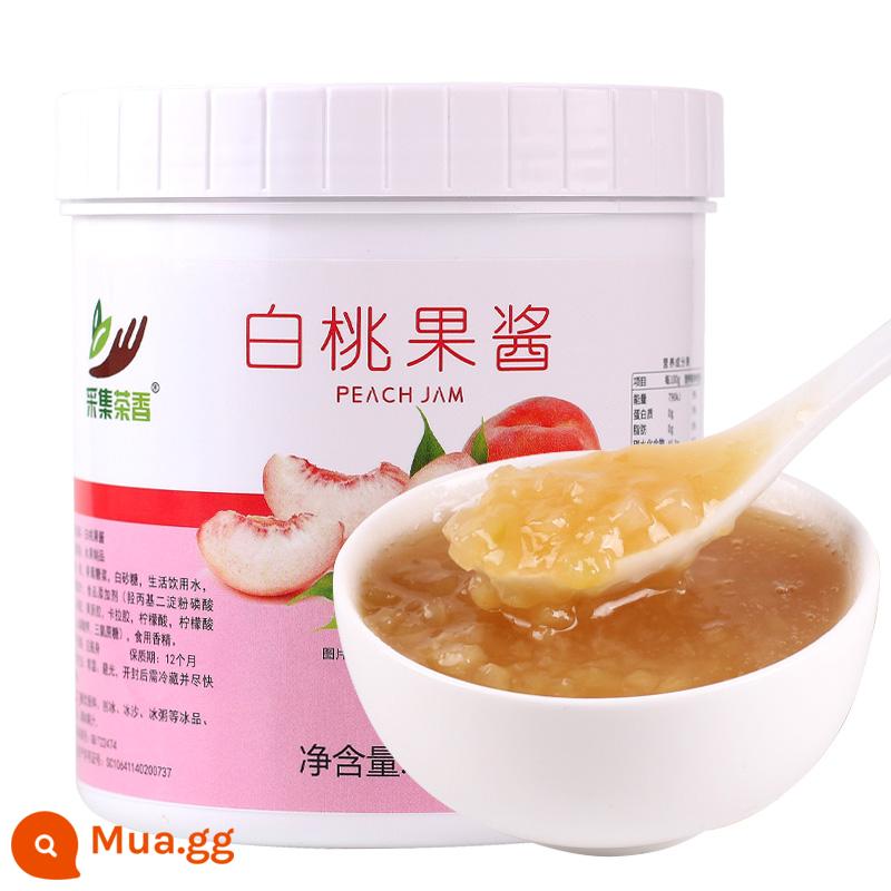 F1.3kg Mứt đào Đào Oolong Crystal Ball Trà hoa quả Cửa hàng nước giải khát Thương mại Nguyên liệu thô Bột hạt Nước sốt - Mứt đào trắng 1.3kg*1 chai