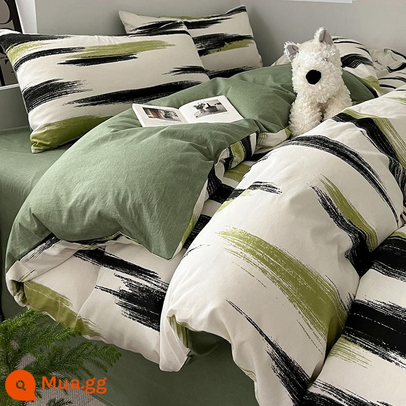 Ins Phong Cách Bắc Âu Giường Cotton Nguyên Chất Bộ 4 Bộ Cotton 100 Vỏ Chăn Ga Gối Chăn Ký Túc Xá Sinh Viên 3 Bộ Ga Giường - Bóng xiên M