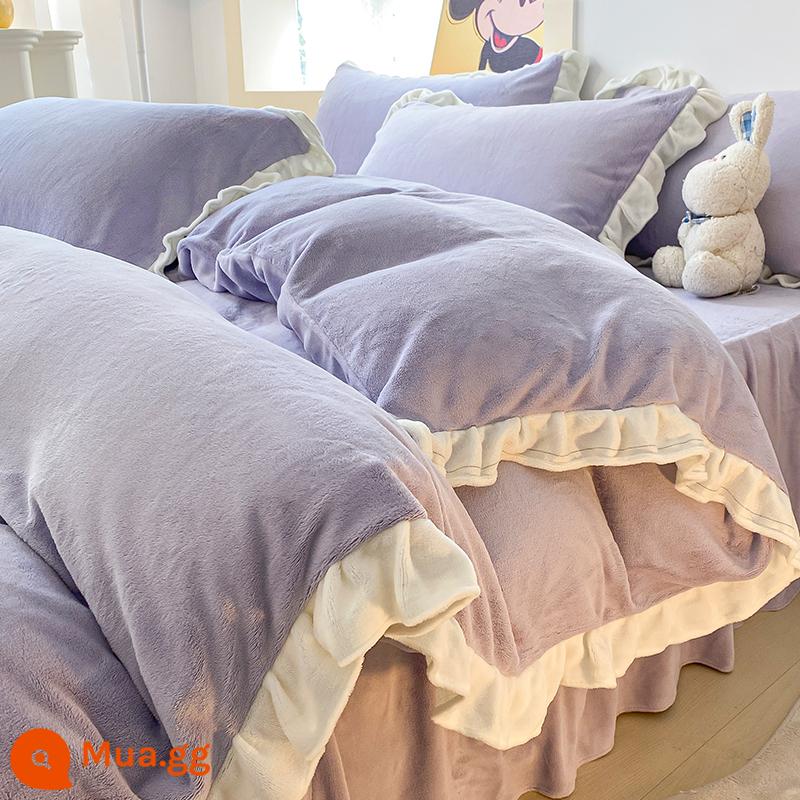 Bed Bed váy sữa Velvet Bốn bộ mền nhung san hô đôi Falerlan cộng với nhung ba giường nhóm - R lần gặp đầu tiên-Đại Tử