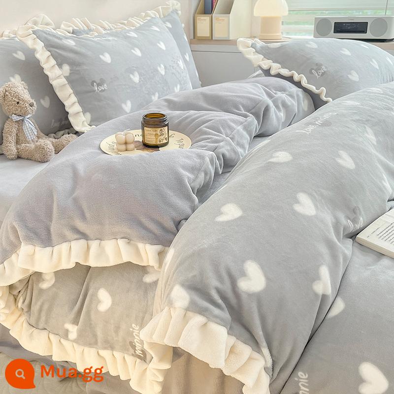 Bed Bed váy sữa Velvet Bốn bộ mền nhung san hô đôi Falerlan cộng với nhung ba giường nhóm - R nhung may mắn chán nản