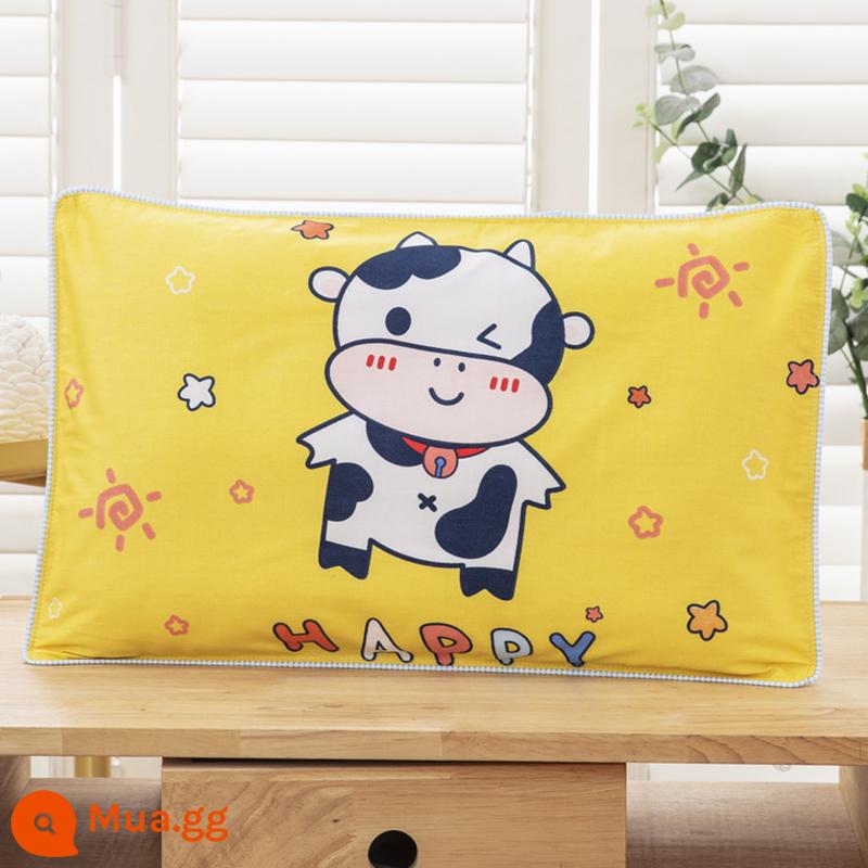 Cặp vỏ gối cotton trẻ em Vỏ gối cotton 30×50 gia dụng 1 vỏ gối đơn 40×60 - [Gói đơn] Vỏ gối ZTM Happy Cow Bezoar DHF