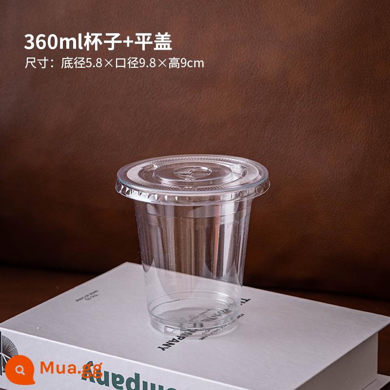 Cà Phê Trà Sữa Nhựa 500Ml Uống Trà Chanh Latte Đóng Gói Dùng Một Lần Bột Đá Lạnh Ly Uống Nước Có Nắp - Cốc 360ml + nắp phẳng