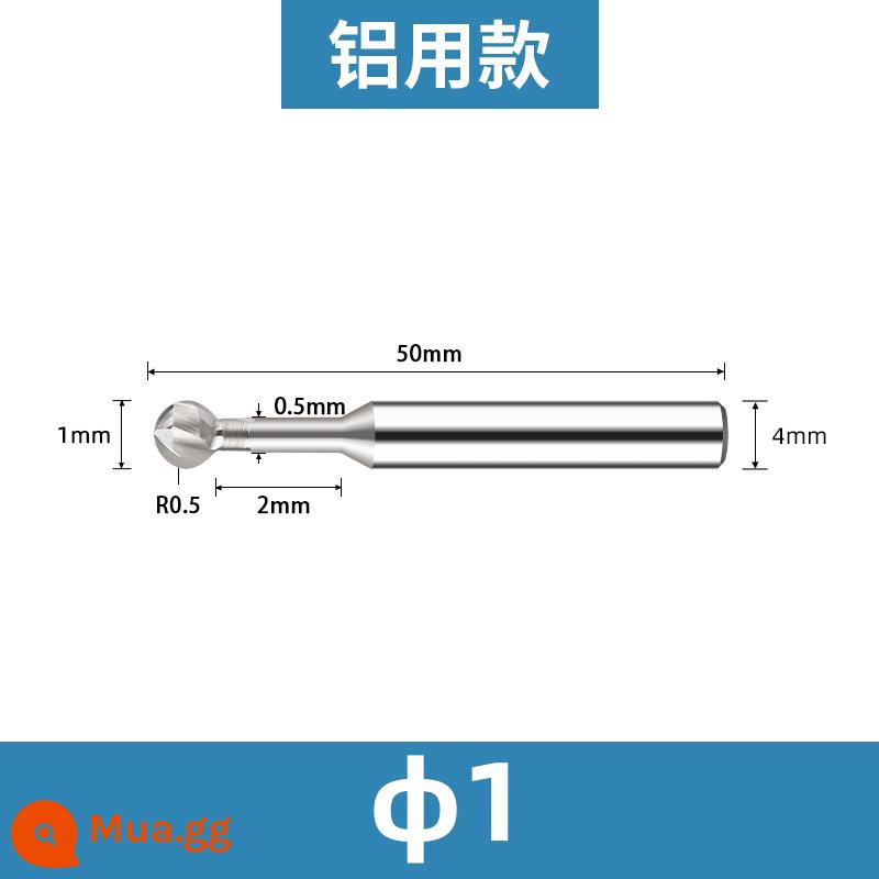 Yongfeng tổng thể dao vòm thép vonfram kẹo mút tráng nhôm với dao bóng vòng cung cacbua tạo thành dao phay đầu bóng - Đối với nhôm φ1*R0.5