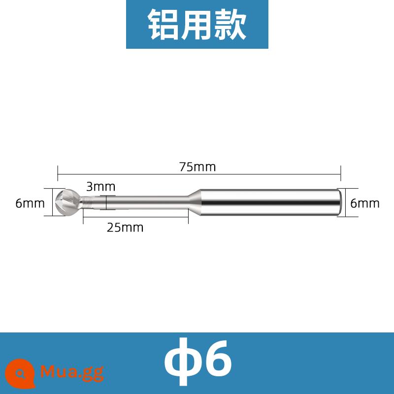 Yongfeng tổng thể dao vòm thép vonfram kẹo mút tráng nhôm với dao bóng vòng cung cacbua tạo thành dao phay đầu bóng - Phần mở rộng nhôm R3 * 25 * D6 * 75 * 2T