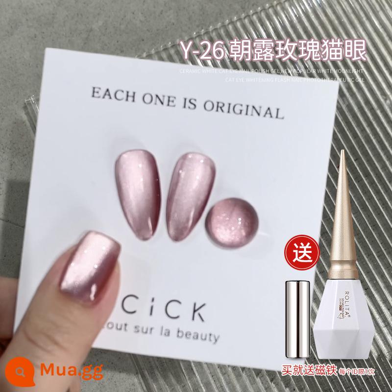 Trắng Ánh Trăng Gốm Mắt Mèo Sơn Móng Tay Keo 2024 New Rock Sugar Crystal Cat's Eye Keo Thu Đông Làm Trắng Móng Tay Cửa Hàng Nghệ Thuật Sử Dụng - Y-26 sương mai hồng mắt mèo