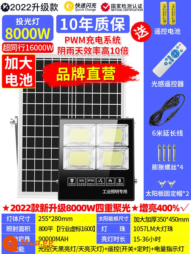 Chống Thấm Nước Đèn Sân Vườn 100W Họ Chiếu Sáng Siêu Sáng Ánh Sáng Ngoài Trời Đèn Đường Bảng Volt Đèn Năng Lượng Mặt Trời Hộ Gia Đình Phát Điện đèn - [Hạt đèn phòng khách Nano] 8000W [1600 mét vuông] Đèn chiếu sáng + điều khiển từ xa siêu hiệu quả