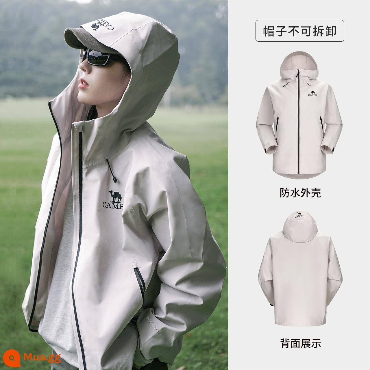 [Baby Same Style] Áo khoác một lớp vỏ cứng Camel Ranger dành cho nam và nữ, Unisex, chống gió, ba lớp, nhẹ, chống mưa - [Mẫu sao tam chứng] Trắng chảy, nam nữ đồng kiểu, A34BA6B001