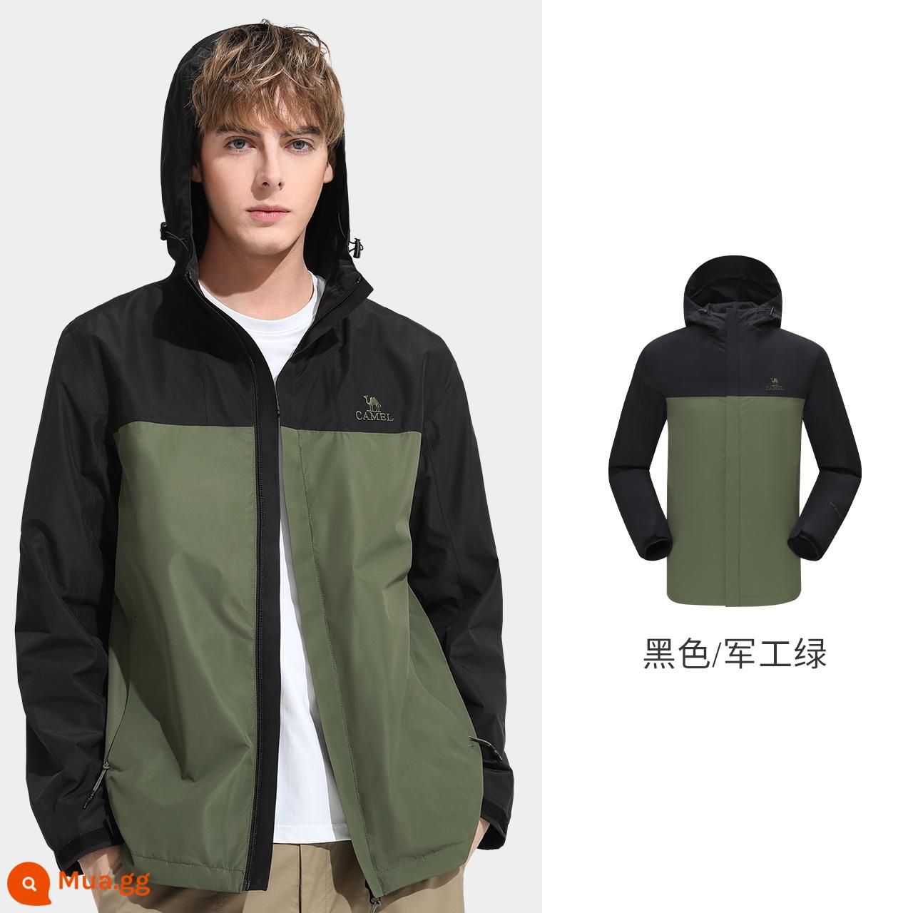 Camel Hard -shell Jacket nam và nữ - AD12251002, đen/xanh quân đội, nam