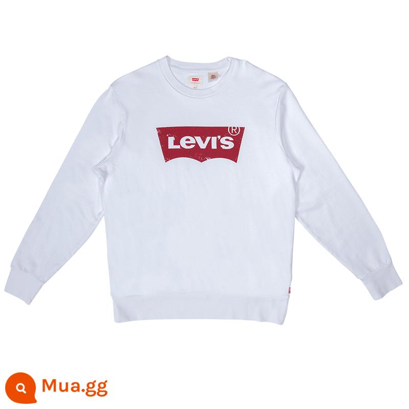 Levi'sLevi's Nam Hoodie Oversize Rớt Vai Cặp Đôi Đầm LOGO Cổ Điển Hàng Đầu Mùa Xuân Và Mùa Thu - Cổ tròn màu trắng