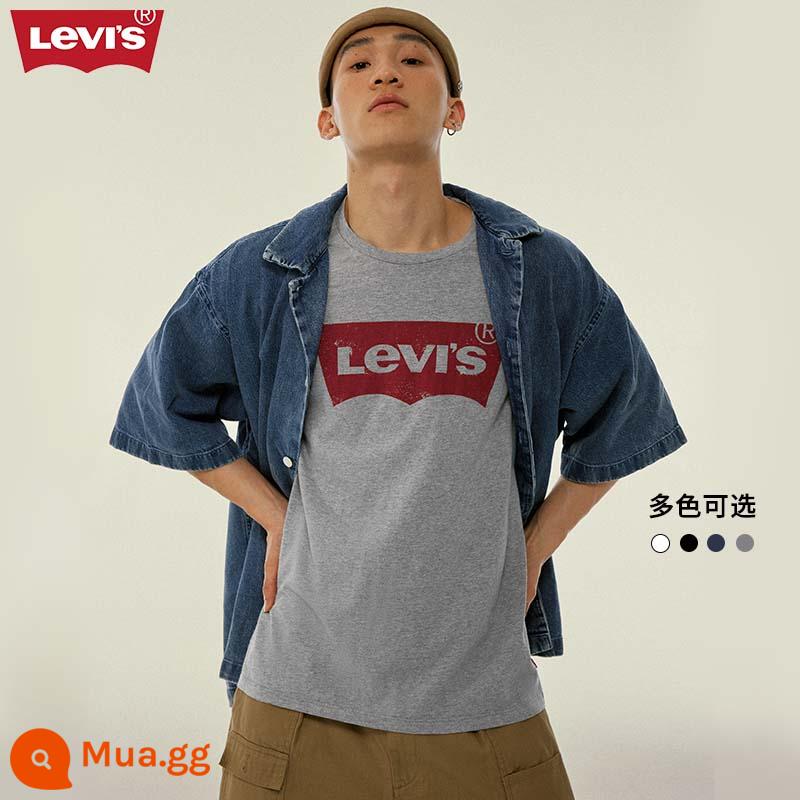 Levi'sÁo thun nam Levi's trang phục cặp đôi mùa hè logo cổ điển ngắn tay họa tiết thương hiệu hợp thời trang - xám