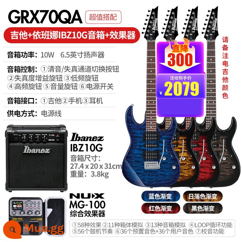 Ibanez Ibanna Đàn Guitar Điện GRX40/70QA/120 GRG121/170DX Bộ Đàn Guitar Cho Người Mới Bắt Đầu - GRX70QA + loa Ibana IBZ10G + hiệu ứng (bộ hoàn chỉnh) + gói quà tặng cho người mới bắt đầu