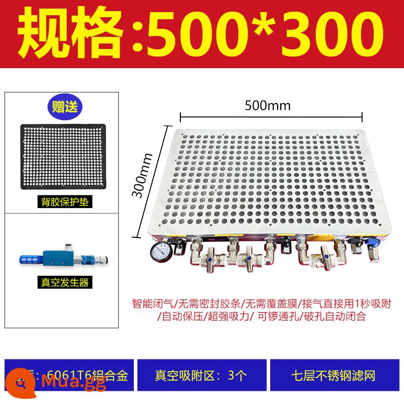 CNC công nghiệp máy hút bụi Poly -porous CNC mà không niêm phong thanh cao su PVC Tấm nhôm bằng thép không gỉ Máy phay bằng thép không gỉ - Model nâng cấp mới 500X300 (bao gồm bộ lọc bằng thép không gỉ, tấm bảo vệ, máy tạo chân không)