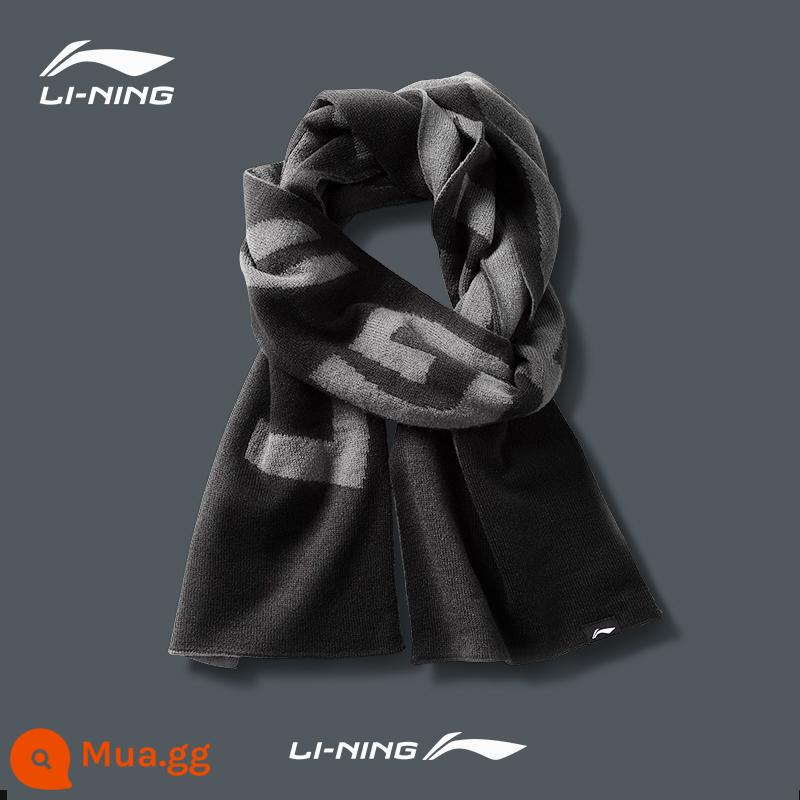 Li Ning phiên bản Hàn Quốc khăn len dệt kim đa năng trang trí thời trang ấm áp mùa thu đông 2022 khăn sọc mới - 004 màu đen