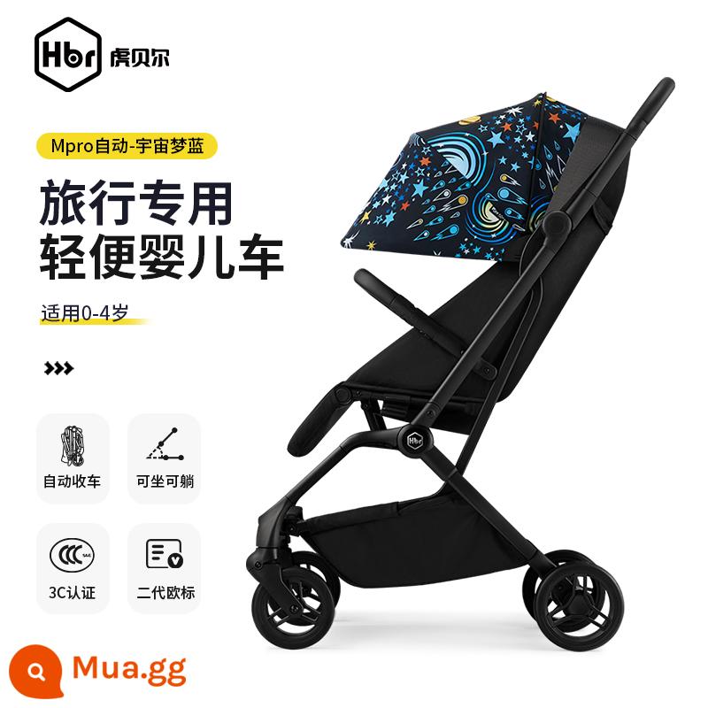 Xe đẩy em bé HBR Tiger Bell Xe đẩy gấp tự động Mpro, nhẹ, tầm nhìn cao, ngồi và có thể gập lại - Xe đóng cửa tự động Mpro-Cosmic Dream Blue