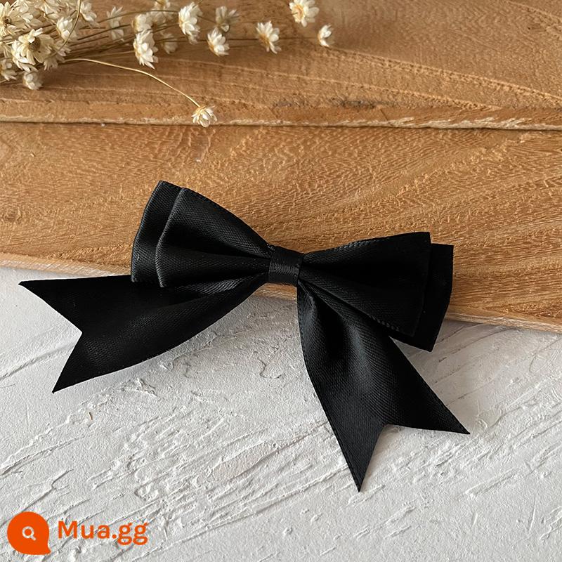 Rộng 2.5cm ruy băng handmade thành nơ handmade DIY chất liệu quần áo phụ kiện tóc phụ kiện đựng thẻ chất liệu trang trí - 5 chiếc nơ hai lớp màu đen, chiều rộng ruy băng 2,5cm