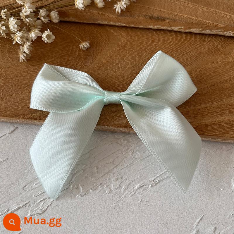 Rộng 2.5cm ruy băng handmade thành nơ handmade DIY chất liệu quần áo phụ kiện tóc phụ kiện đựng thẻ chất liệu trang trí - 4 chiếc nơ xanh, chiều rộng ruy băng 2,5cm