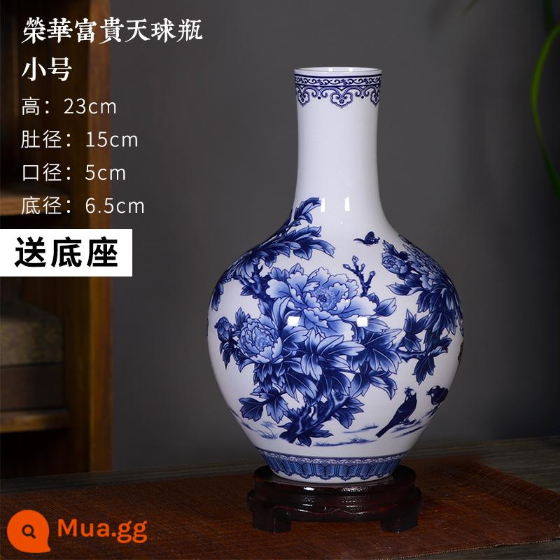 Vase Geramic Light Light sang trọng cao -sứ Jingdezhen màu xanh và trắng Đồ sứ Trung Quốc Trang trí trang trí trang trí trang trí trang trí trang trí trang trí trang trí trang trí - Bình sứ xương hoa mẫu đơn - cỡ nhỏ (có đế)