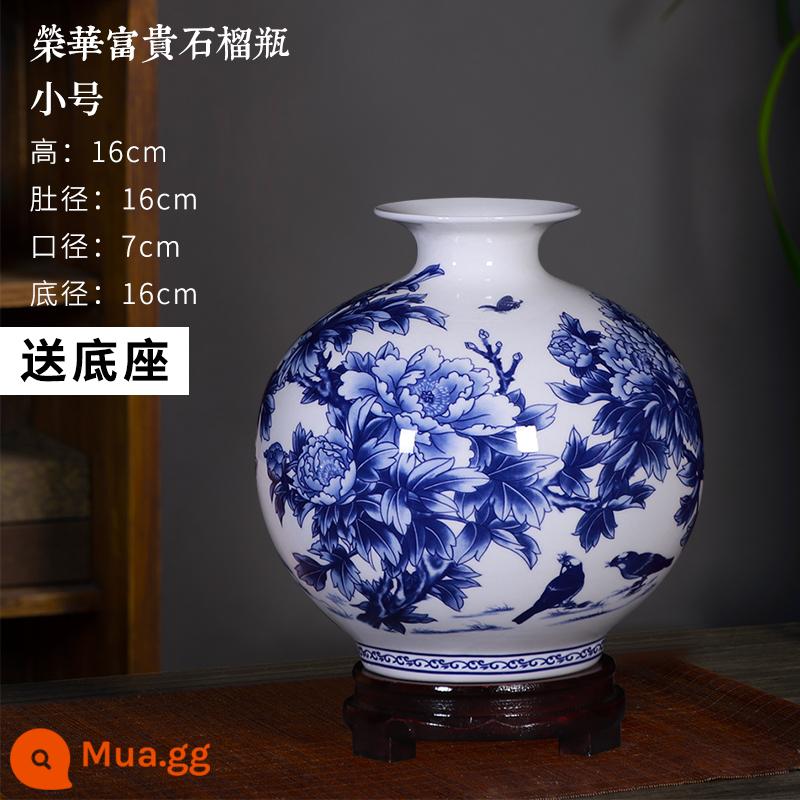 Vase Geramic Light Light sang trọng cao -sứ Jingdezhen màu xanh và trắng Đồ sứ Trung Quốc Trang trí trang trí trang trí trang trí trang trí trang trí trang trí trang trí trang trí - Lọ hoa mẫu đơn [sứ xương] lựu cỡ nhỏ (có đế)