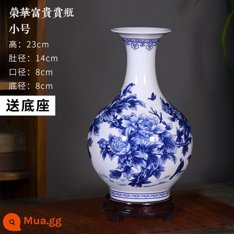 Vase Geramic Light Light sang trọng cao -sứ Jingdezhen màu xanh và trắng Đồ sứ Trung Quốc Trang trí trang trí trang trí trang trí trang trí trang trí trang trí trang trí trang trí - Bình sứ xương hoa mẫu đơn - cỡ nhỏ (có đế)