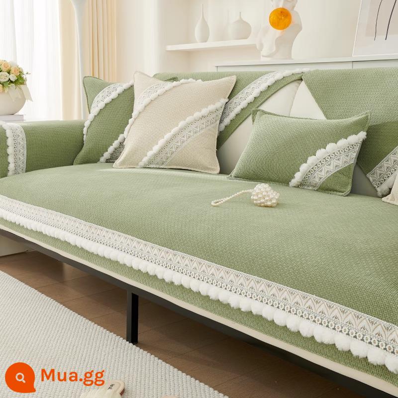 Đệm sofa kiểu Pháp nhẹ mới 2023, bọc ghế sofa da chống trượt chenille phổ thông cho mọi mùa, đệm ngồi, phong cách thu đông - Wu Xingxing-Matcha (Phong cách bốn mùa)