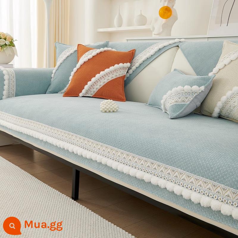 Đệm sofa kiểu Pháp nhẹ mới 2023, bọc ghế sofa da chống trượt chenille phổ thông cho mọi mùa, đệm ngồi, phong cách thu đông - Wu Xingxing-Light Blue (Phong cách bốn mùa)