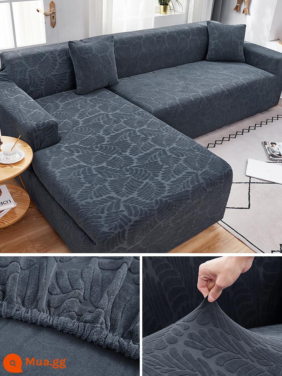 Sofa Cover Four Seasons Universal Anti -slip Roun Lazy Modern Minimalist Sofa Cover Tất cả -Mô hình mùa hè phổ biến bao gồm - Họa tiết lá-xám đậm