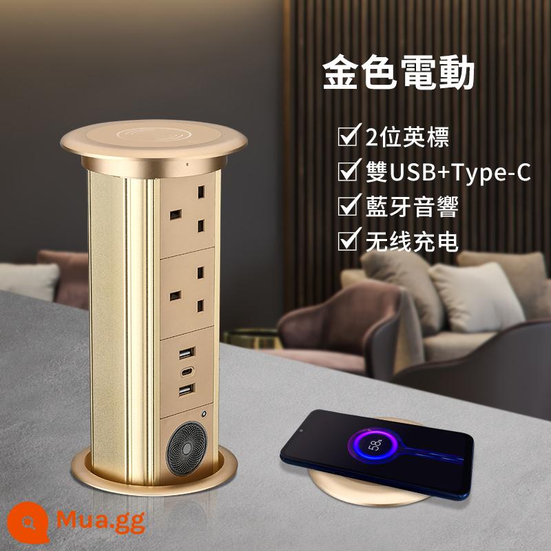 Tiêu Chuẩn Anh Nâng Ổ Cắm Điện Nhúng Máy Tính Để Bàn Đảo Thông Minh Sạc Không Dây Ổ Cắm USB Đa Năng - Điện vàng_2 chữ số chuẩn Anh + USB kép + Type-C + loa + sạc không dây