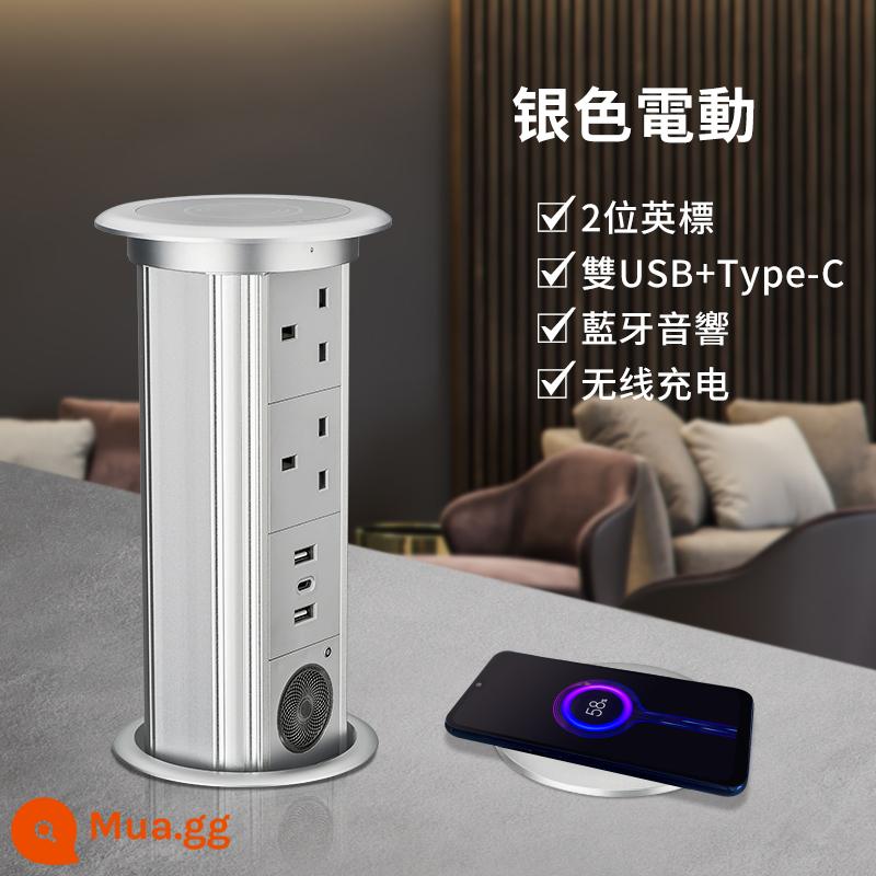 Tiêu Chuẩn Anh Nâng Ổ Cắm Điện Nhúng Máy Tính Để Bàn Đảo Thông Minh Sạc Không Dây Ổ Cắm USB Đa Năng - Bạc điện_chuẩn Anh 2 chữ số + USB kép + Type-C + loa + sạc không dây