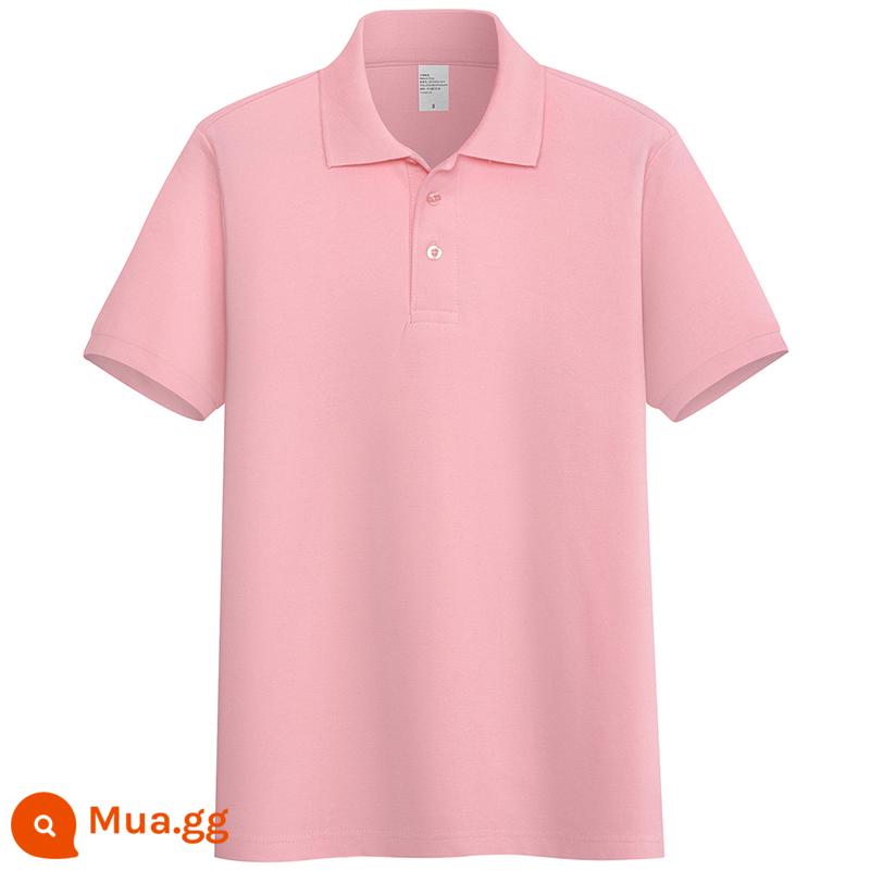 220G Cotton Áo Sơ Mi Áo Thun Nam Ngắn Tay Ve Áo Rời Đồng Màu Trung Niên Piqué Cotton Mùa Hè Ralph Lauren Áo Sơ Mi - Hồng