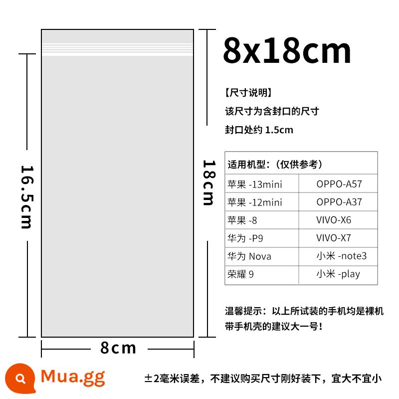 Vỏ bảo vệ kín chống thấm nước và chống bụi dày trong suốt điện thoại di động dùng một lần Túi nhựa tự niêm phong với màn hình cảm ứng - 8x18cm