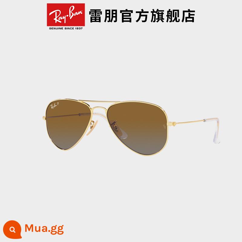 Kính râm Rayban Ray Peng 22 Mùa thu và mùa đông mới Trẻ em Pilot Sê -ri GRACKIENT GRACKION Kính râm 0RJ9506S - [Phân cực] Ống kính phân cực gradient màu nâu khung vàng 0RJ9506S 223/T5 52mm