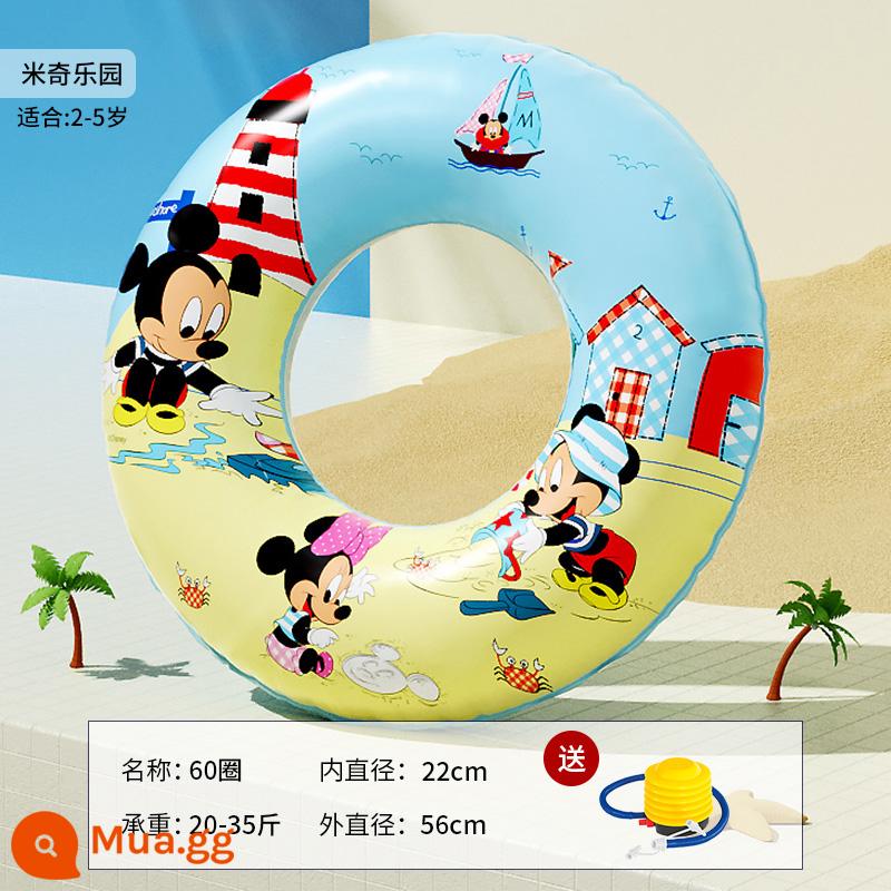 Bestway Vòng bơi trẻ em dày chống lật Disney bé trai và bé gái hoạt hình bơm hơi vòng nách - Disney Mickey size 60 (trọng lượng khuyến nghị 20-35 pounds) đi kèm với máy bơm