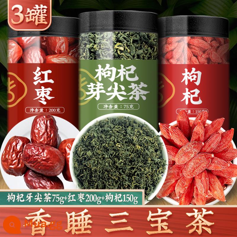 Fengkaiyuan Black Goji Berry Official Flagship Store Ninh Hạ Siêu Cấp Chính Hãng Xác Thực Chính Hãng Nam Thận Không 500G Gougan - Trà Tam bảo ngọt ngào [không ngủ được/mơ ngẫu nhiên]