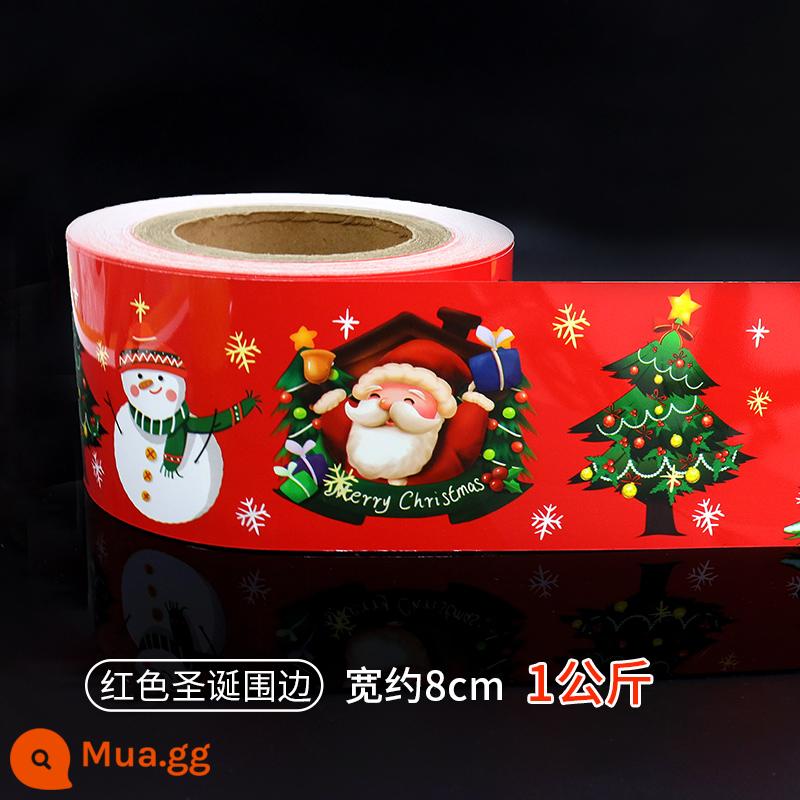 Bánh Giáng sinh khó khăn Bian Bian, một người tuyết già Giáng sinh Roumica Carto -tongbu mousse Dessert Party Baking - Viền đỏ giáng sinh 8cm 1 cuộn