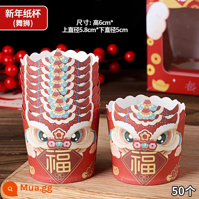 Lễ Tình Nhân Trang Trí Bánh Cắm Thỏ Tài Lộc Cupcake Viết Chèn Thẻ Bão Làm Đẹp Tài Lộc Món Tráng Miệng Chèn Thẻ - 50 cốc giấy múa lân năm mới