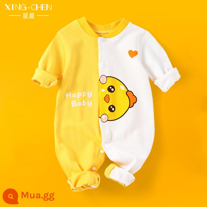 Áo Liền Quần Cho Bé Mùa Xuân Và Mùa Thu Cotton Nguyên Chất Nữ Bé Nam Đồ Ngủ Bé Sơ Sinh Trăng Tròn Áo Liền Quần Áo Liền Quần Đầu Thu Quần Áo - quả mơ