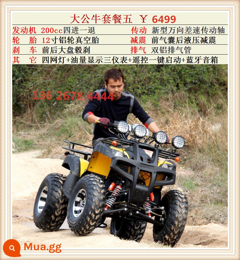 Zongshen xăng làm mát bằng nước bò bãi biển xe ATV điện trẻ em dành cho người lớn bốn bánh trục truyền núi off-road xe máy c - Big Bull Bộ Năm