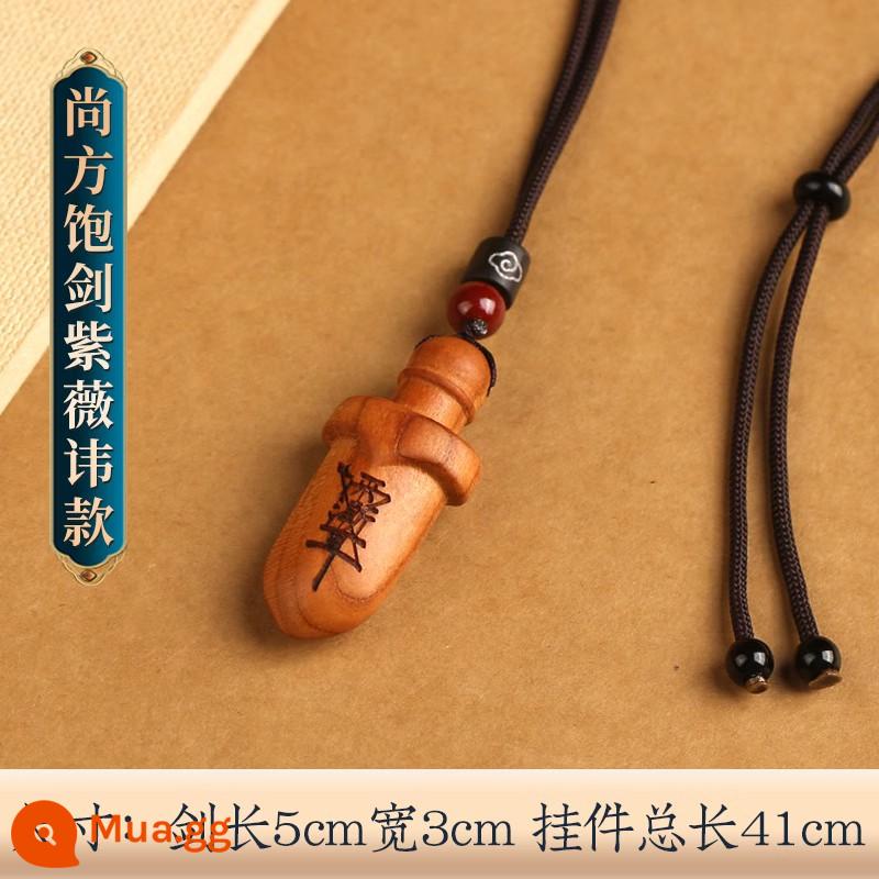 Xiao Li Fei Sword Baby Baby Gỗ đào tự nhiên Mặt dây chuyền nhỏ Fat Knife Shangfang Full Sword Xiao Li Fei Dao Handmade Sword - Mặt dây chuyền cấm kỵ Taomu Shangfang Sword và Ziwei (bảy ngôi sao ở mặt sau, sẵn sàng giao hàng sớm)