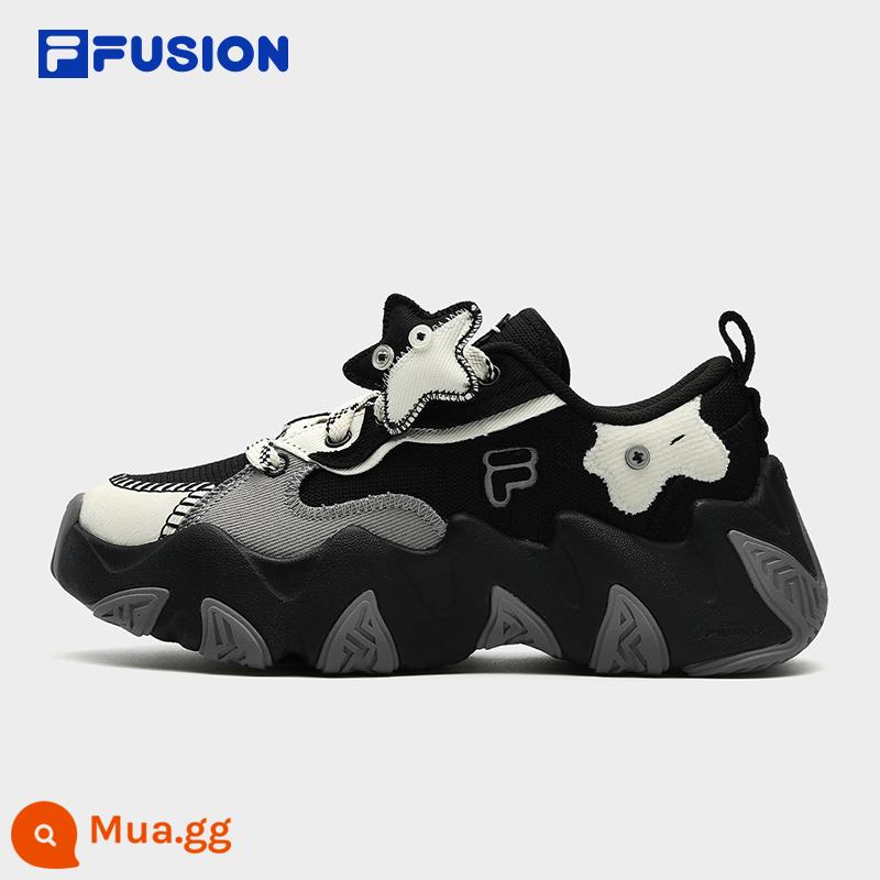 FILA FUSIONFila hợp thời trang thương hiệu sao biển giày vải nữ mùa đông 2023 mới thể thao thông thường bố giày - Đen/Trắng Sữa-BG