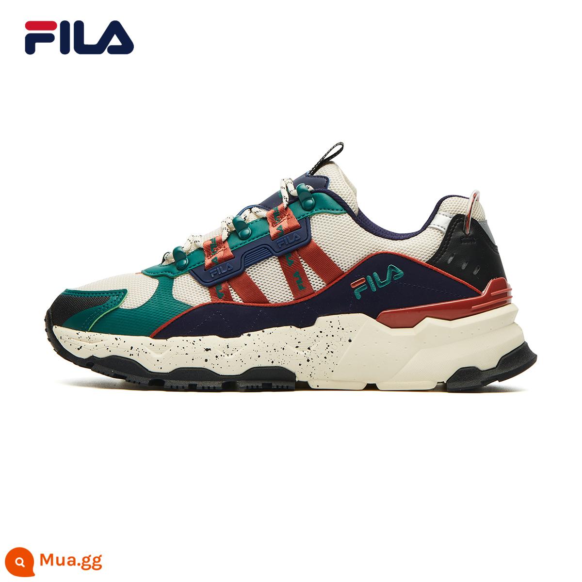 FILA Fila TREK Đầy Sao Bố Giày Nam Giày Thời Trang Thoáng Khí Retro Giày Thể Thao Chạy Bộ Nam - Bọt trắng/Arbutus xanh-WB