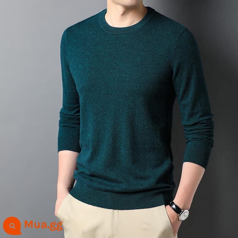 100% Nguyên Chất Cashmere Nam Mỏng Nửa Áo Len Cao Cổ Nam Erdos Xuân Thu Dệt Kim Đáy Cardigan - Màu xanh kim cương cổ tròn