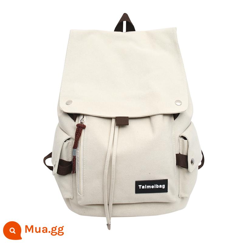 Ba Lô Nữ Sinh Viên Đại Học Vải Đơn Giản Cổ Retro Nhật Bản Harajuku Ulzzang Dây Rút Vạt Schoolbag Nam - màu trắng kem