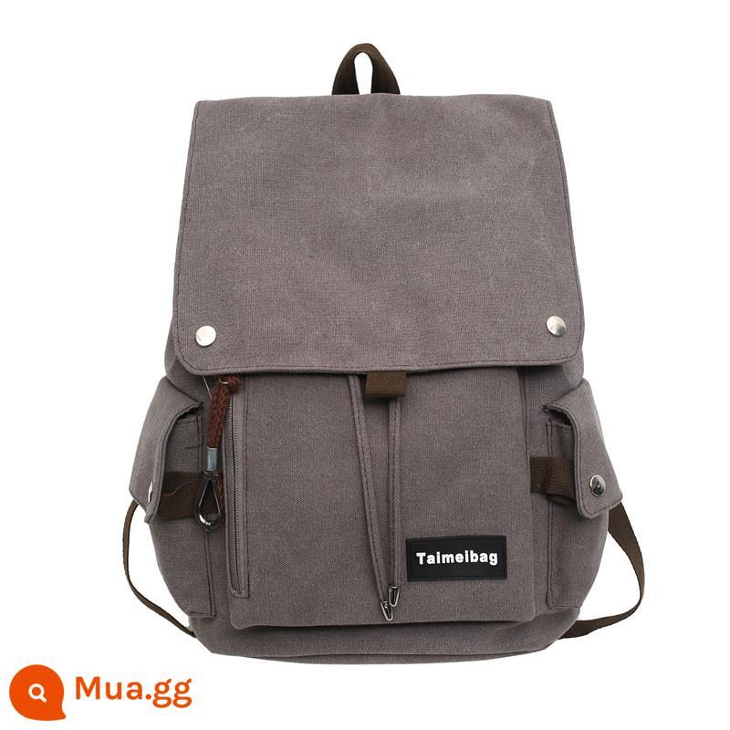 Ba Lô Nữ Sinh Viên Đại Học Vải Đơn Giản Cổ Retro Nhật Bản Harajuku Ulzzang Dây Rút Vạt Schoolbag Nam - Màu cà phê