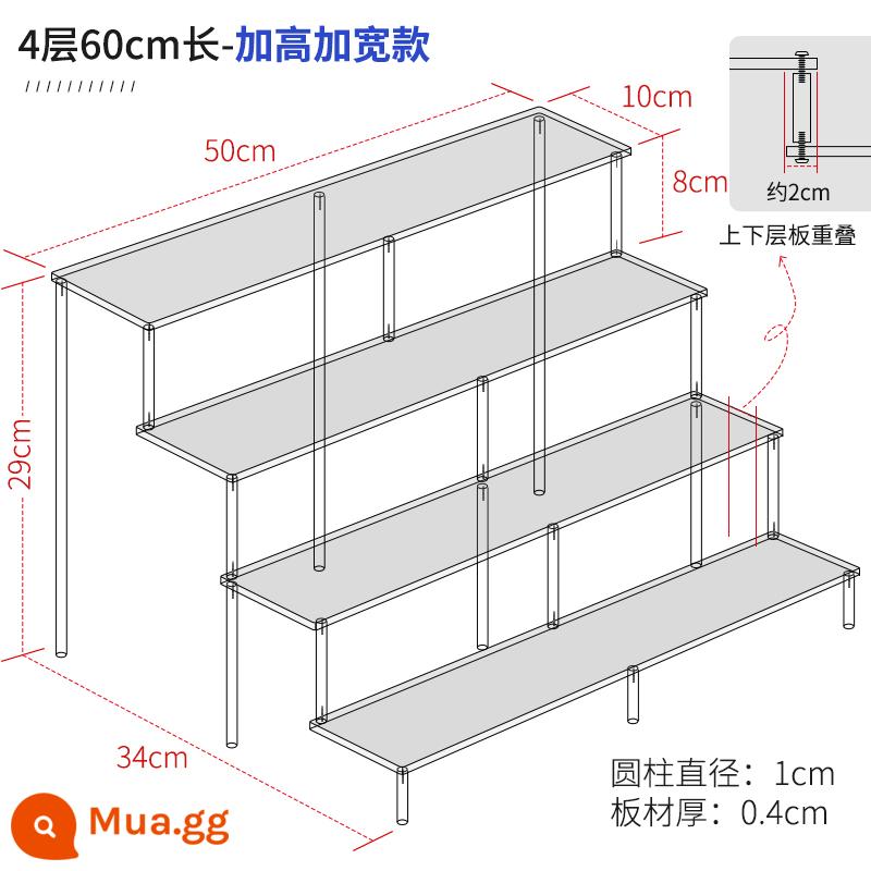 Mở rộng acrylic nhiều lớp mô hình bậc thang mô hình búp bê hiển thị lưu trữ đồ trang sức cốc mỹ phẩm hiển thị 4mm - Bốn tầng, dài 60m, rộng 10 tầng, tăng chiều cao tầng