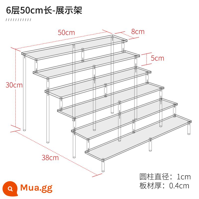 Mở rộng acrylic nhiều lớp mô hình bậc thang mô hình búp bê hiển thị lưu trữ đồ trang sức cốc mỹ phẩm hiển thị 4mm - Sáu lớp dài 50 và rộng 8 lớp