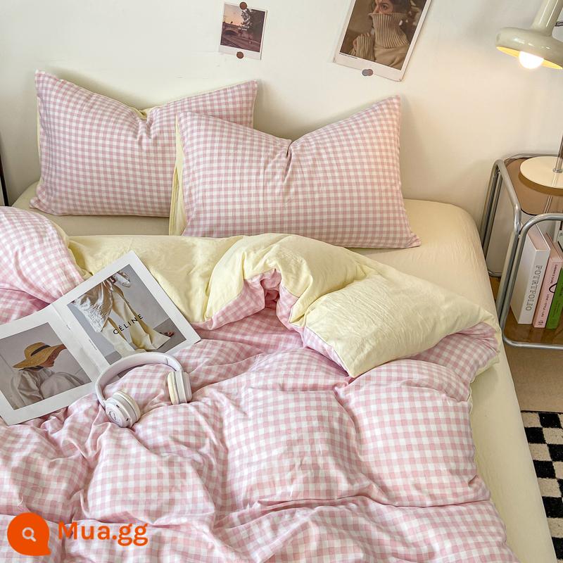 Vỏ chăn màu trơn 100 cotton nguyên chất một mảnh 150X200X230 vỏ chăn bông đôi ký túc xá 4 bộ ba mảnh 180X220 - bột bánh pudding