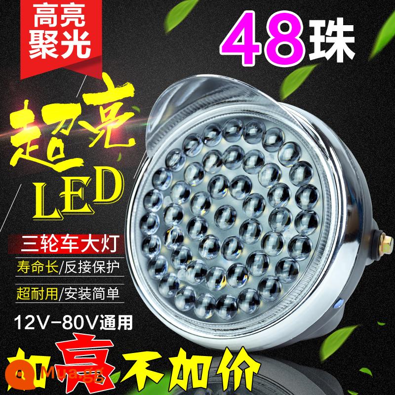 Điện Xe Ba Bánh LED Đèn Pha Xe Máy Siêu Sáng Đổi Vòng Đèn Phòng Khách 12V-80V Xe Điện Đa Năng đèn Phòng Khách - Đèn pha LED siêu sáng 48 hạt (có vít gắn)