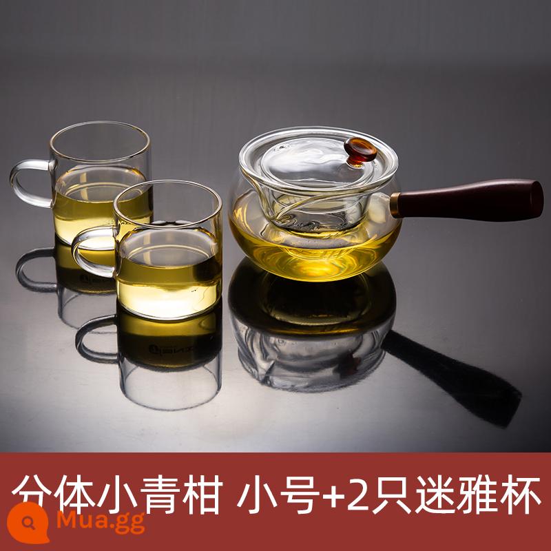 Tạm dán Net Red Black Crystal Lò lon lò sưởi Teapot Tea Set Tea Bộ Tea Bộ lọc Kung Fu Fu Glass Bubble Teapot - [Uống nhàn nhã] Hai cốc nhỏ màu cam xanh + 2 cốc Miya